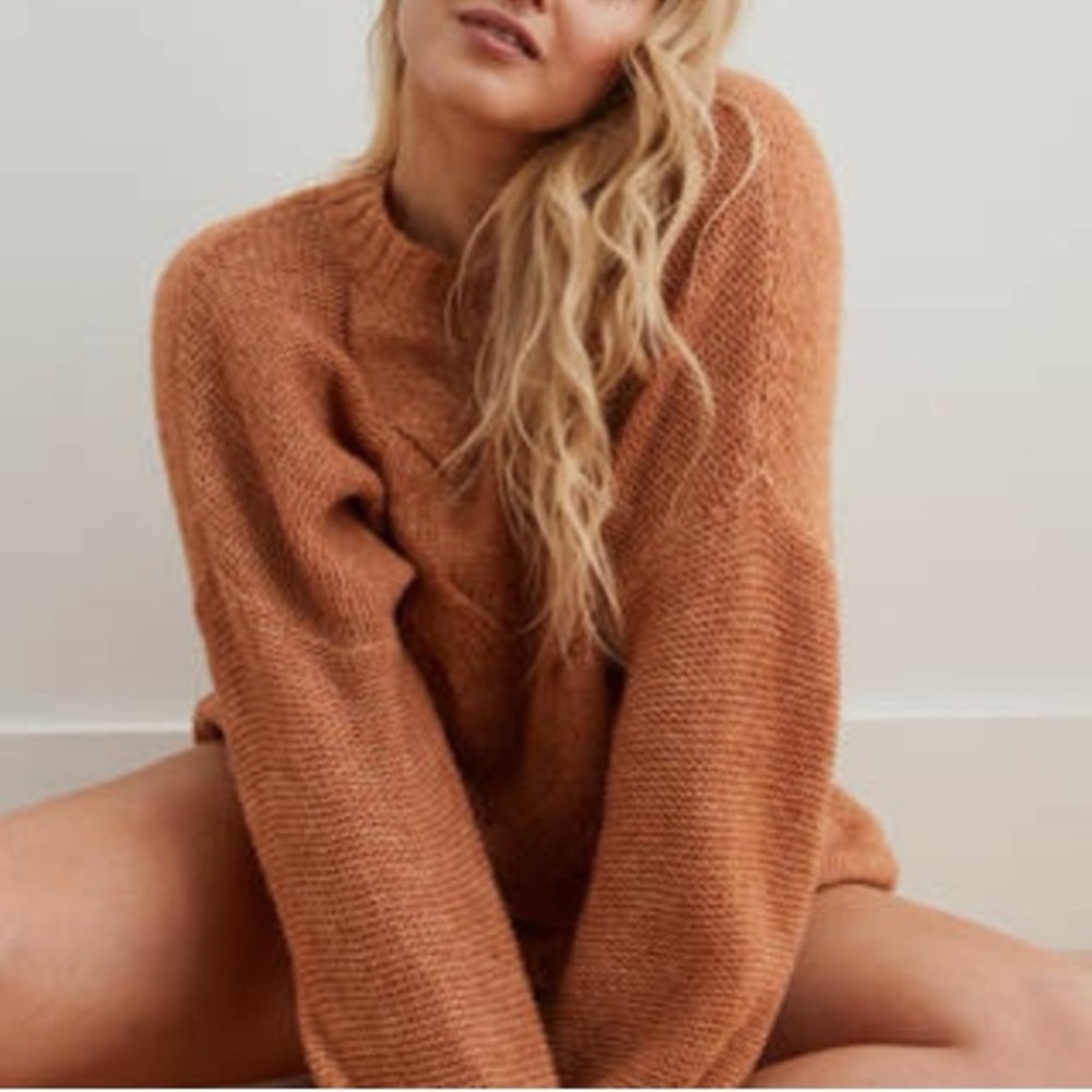 Aerie Cozy Knit Sweater in Warm Brown